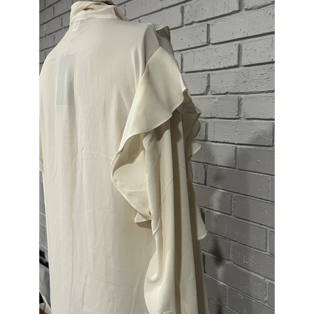 Lauren Ralph Lauren Winter Cream Ruffle Tie Neck Blouse Coquette Old Money NWT M - Picture 5 of 9
